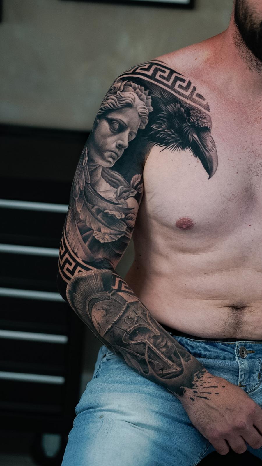 Large scale tattoo portfolio piece at Titans Legacy Ink